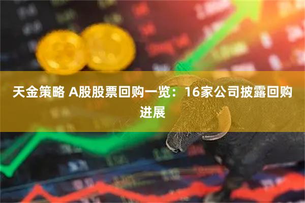 天金策略 A股股票回购一览：16家公司披露回购进展