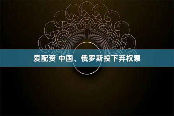 爱配资 中国、俄罗斯投下弃权票