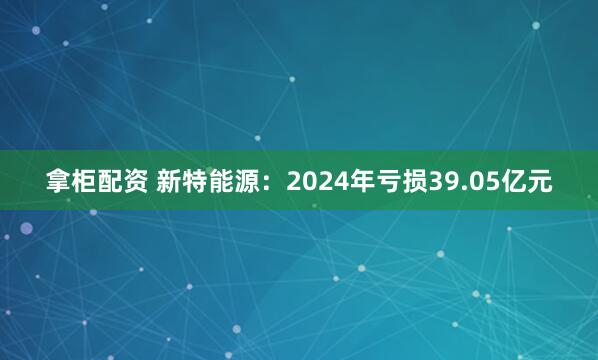拿柜配资 新特能源：2024年亏损39.05亿元
