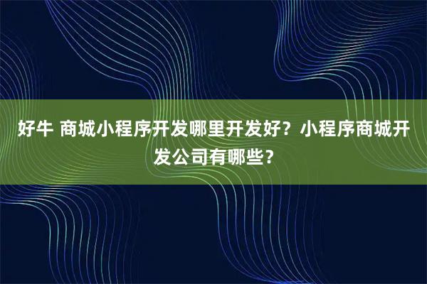 好牛 商城小程序开发哪里开发好？小程序商城开发公司有哪些？